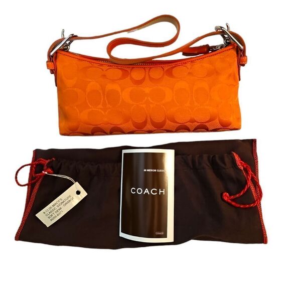 2000s RARE Coach Baguette Hampton Soft Demi Bag-Orange, Signature, NWT - Picture 1 of 11